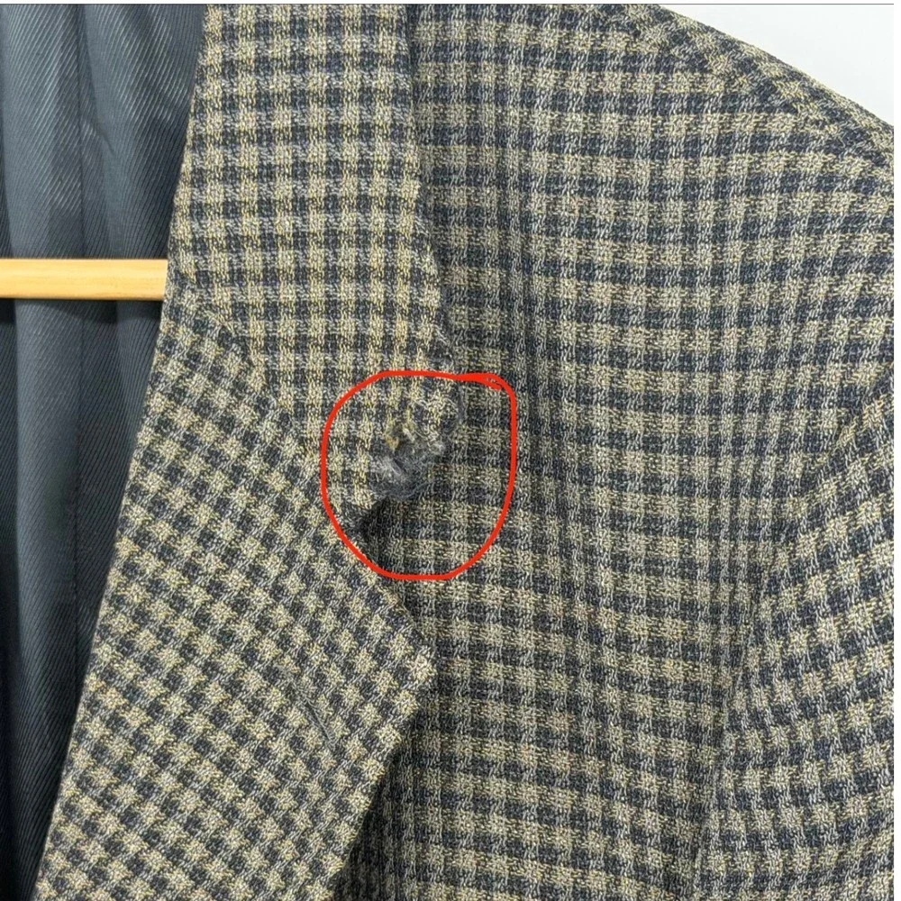 Vintage Oscar de la Renta Wool Houndstooth Blazer Mens 40L Brown Black